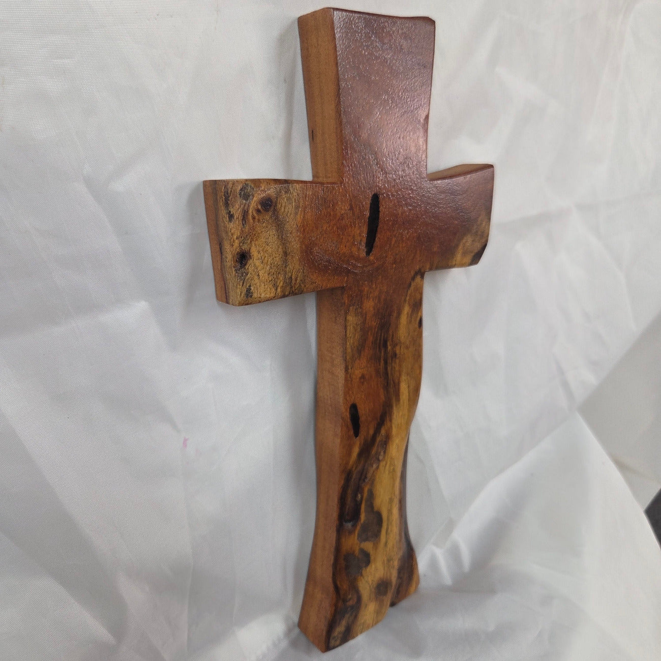 Mesquite Cross with natural colors, hanging cross wall art