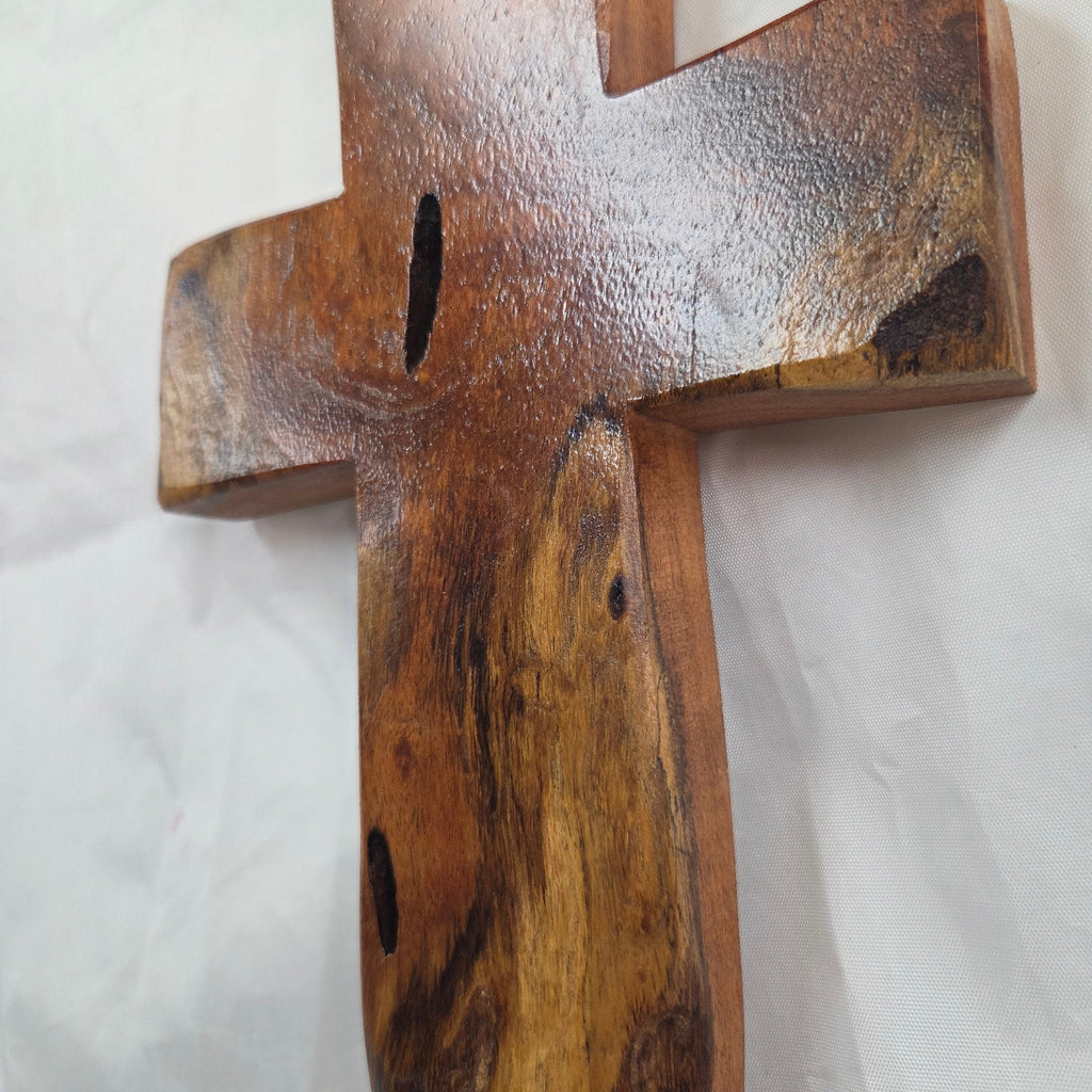 Mesquite Cross with natural colors, hanging cross wall art