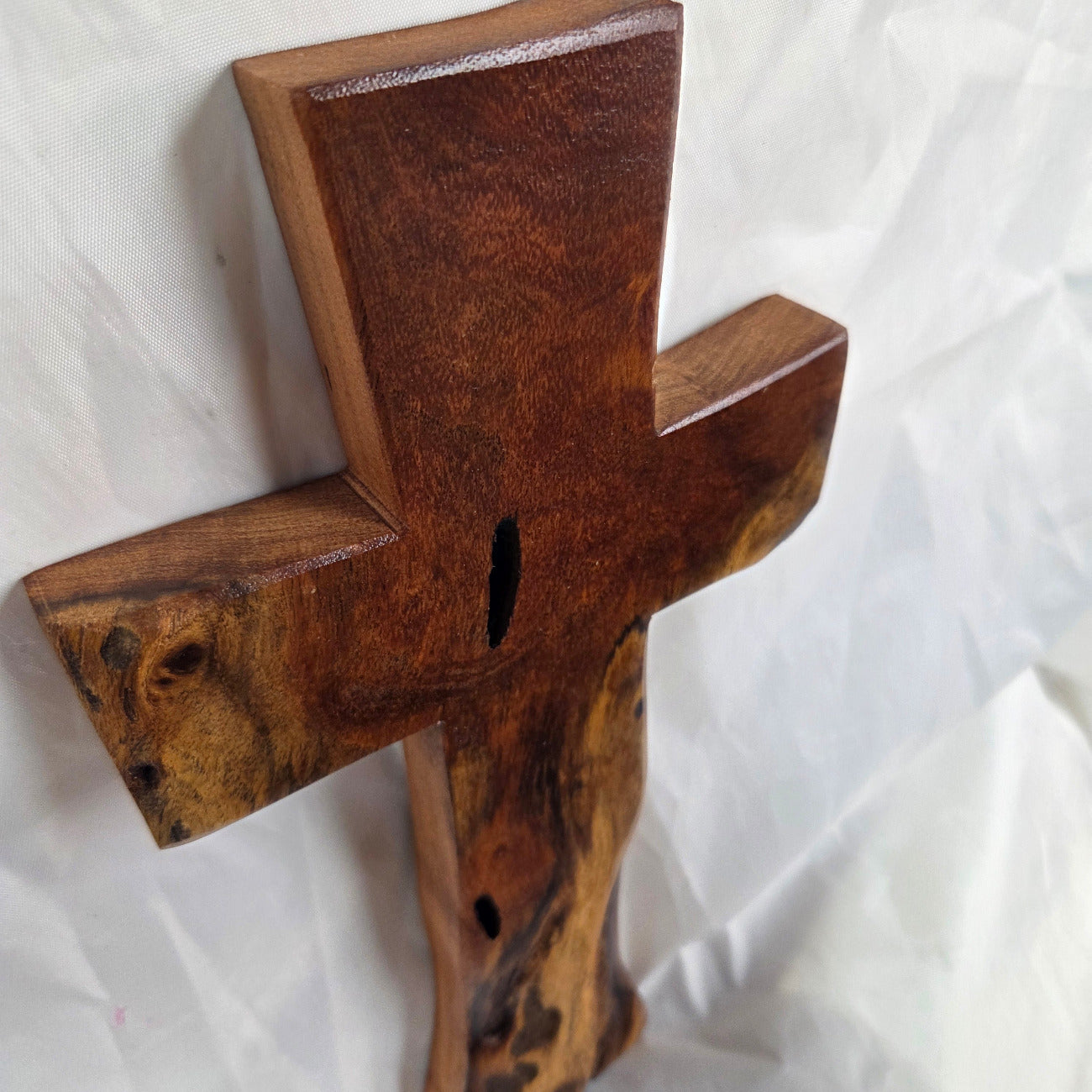 Mesquite Cross with natural colors, hanging cross wall art