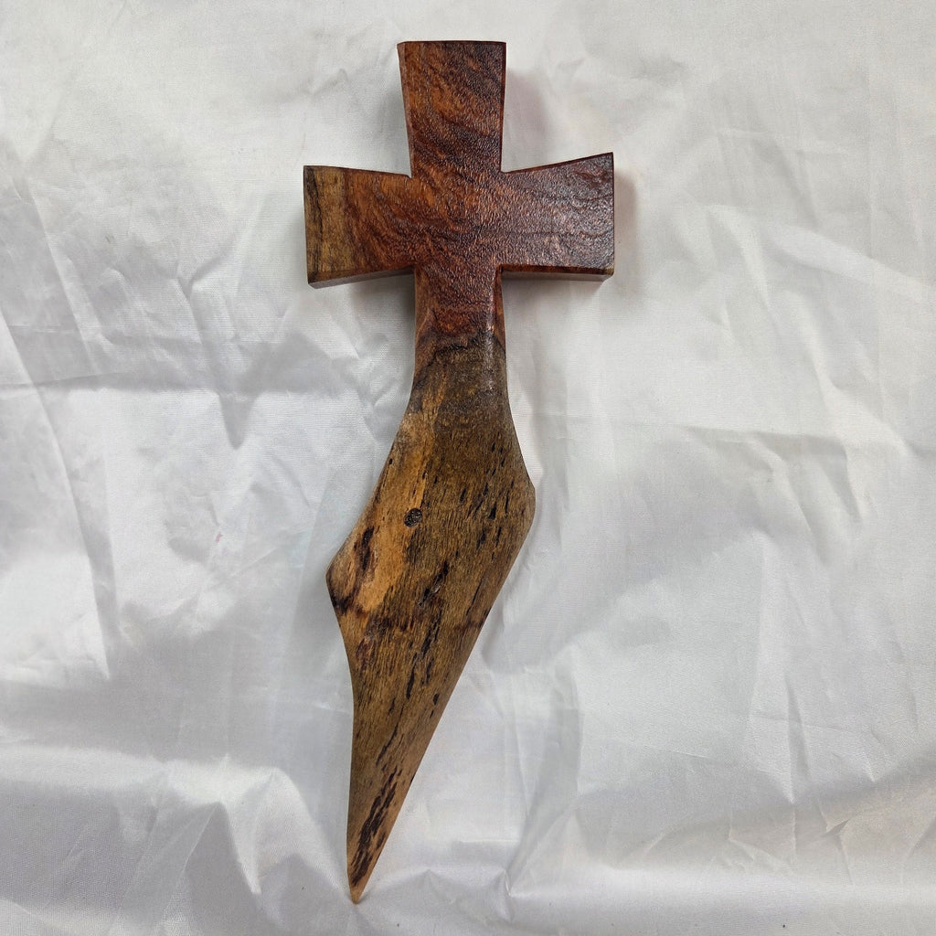 Mesquite Cross with natural colors, hanging cross wall art