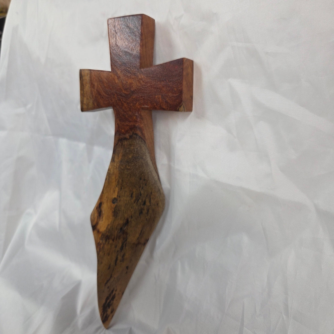Mesquite Cross with natural colors, hanging cross wall art
