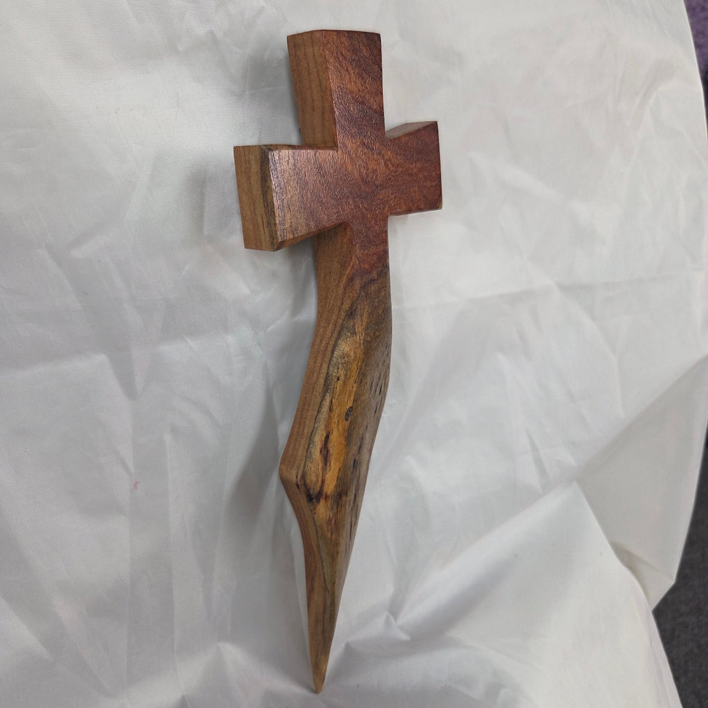 Mesquite Cross with natural colors, hanging cross wall art