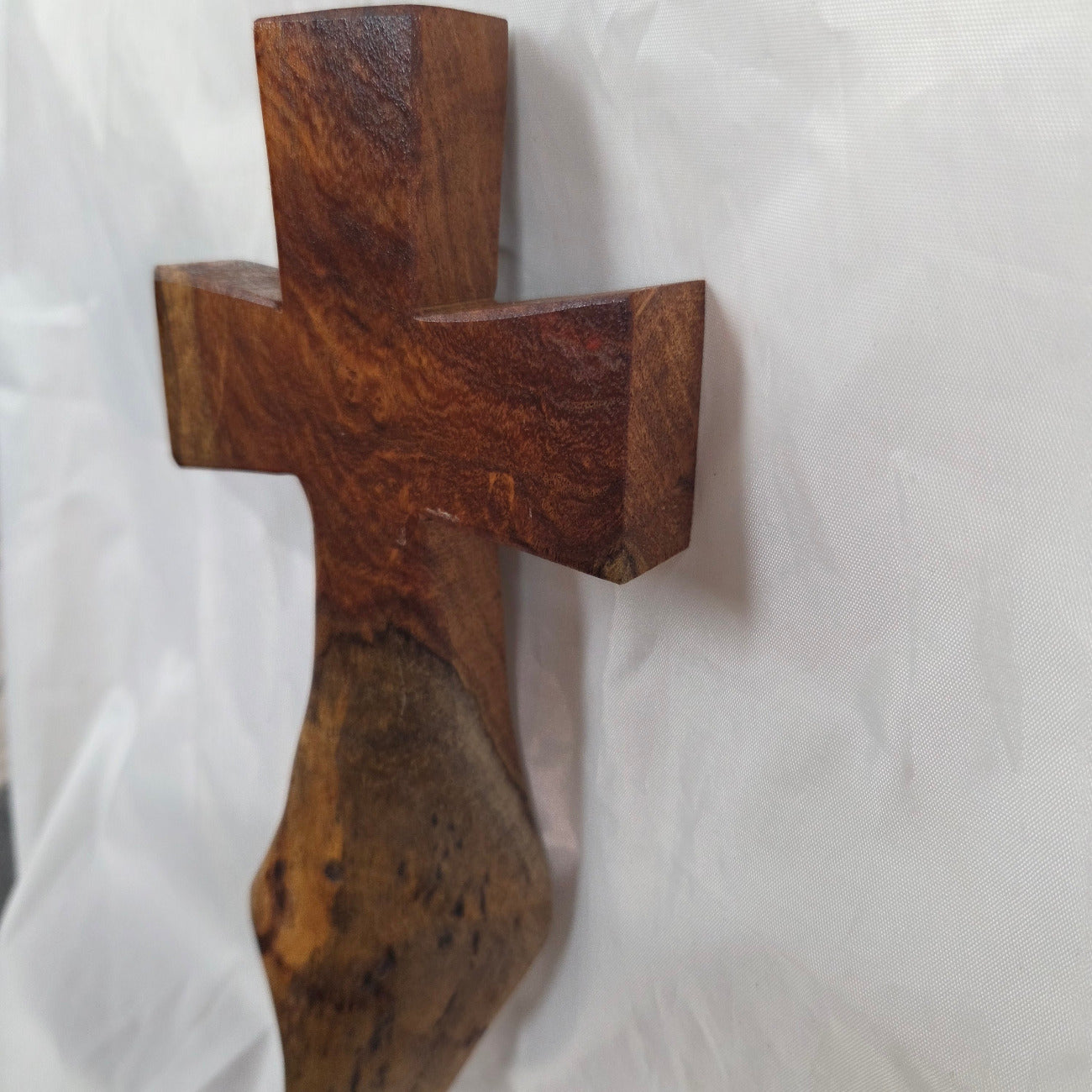 Mesquite Cross with natural colors, hanging cross wall art