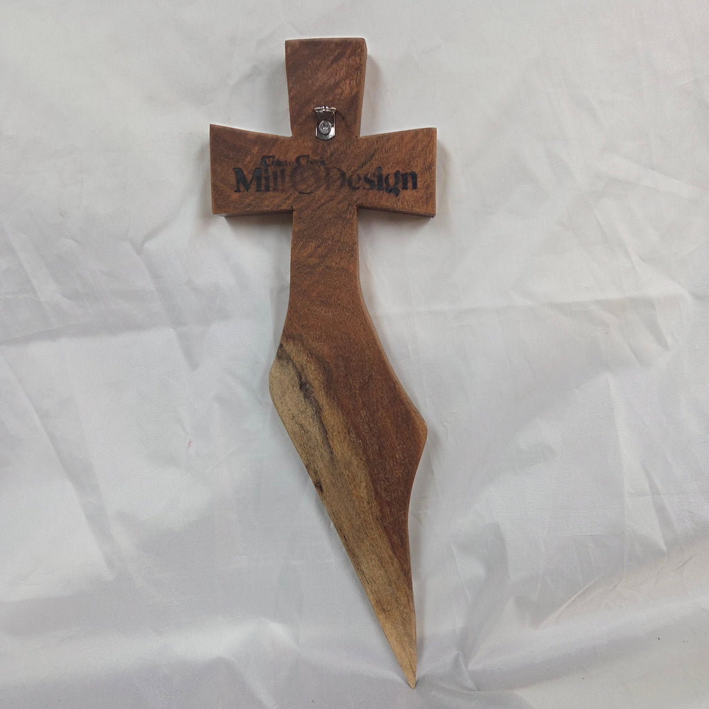 Mesquite Cross with natural colors, hanging cross wall art