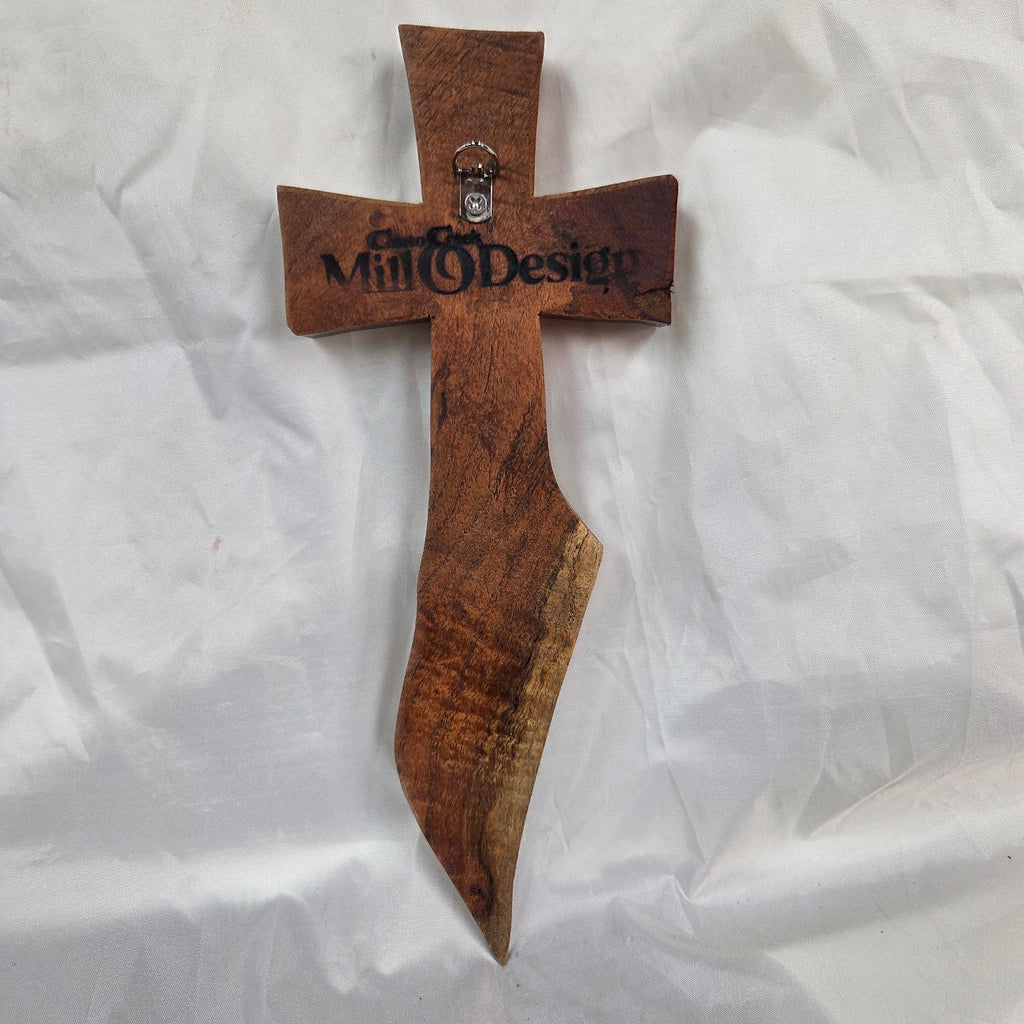 Mesquite Cross with natural colors, handing cross wall art
