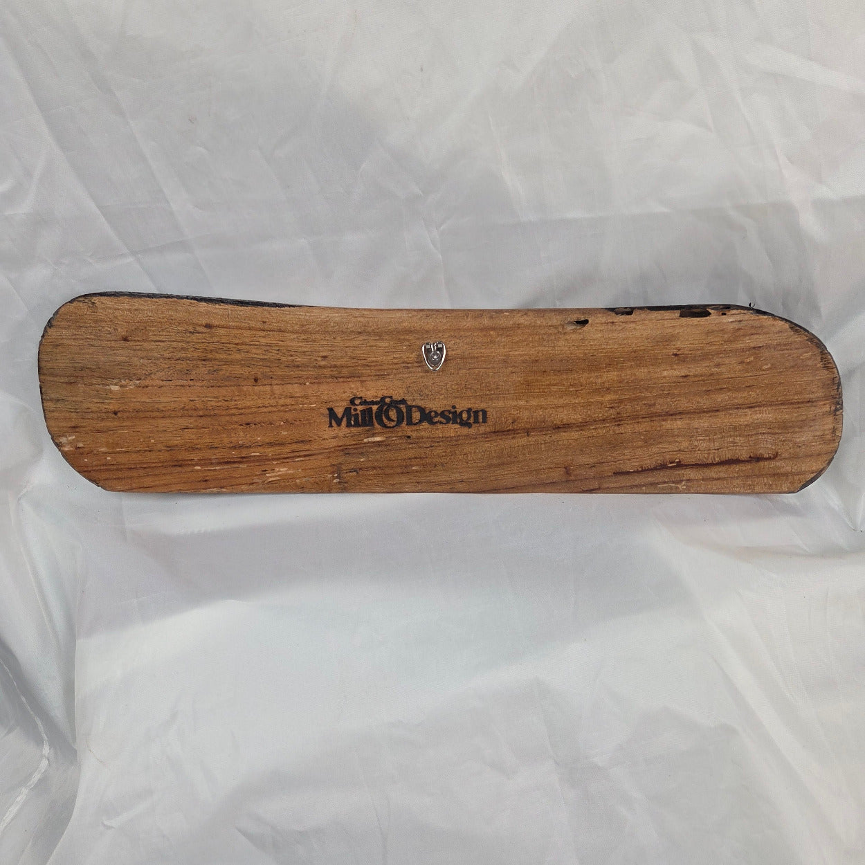 Pecan Wall sign with three hand carved crosses and carved sides. natural edges