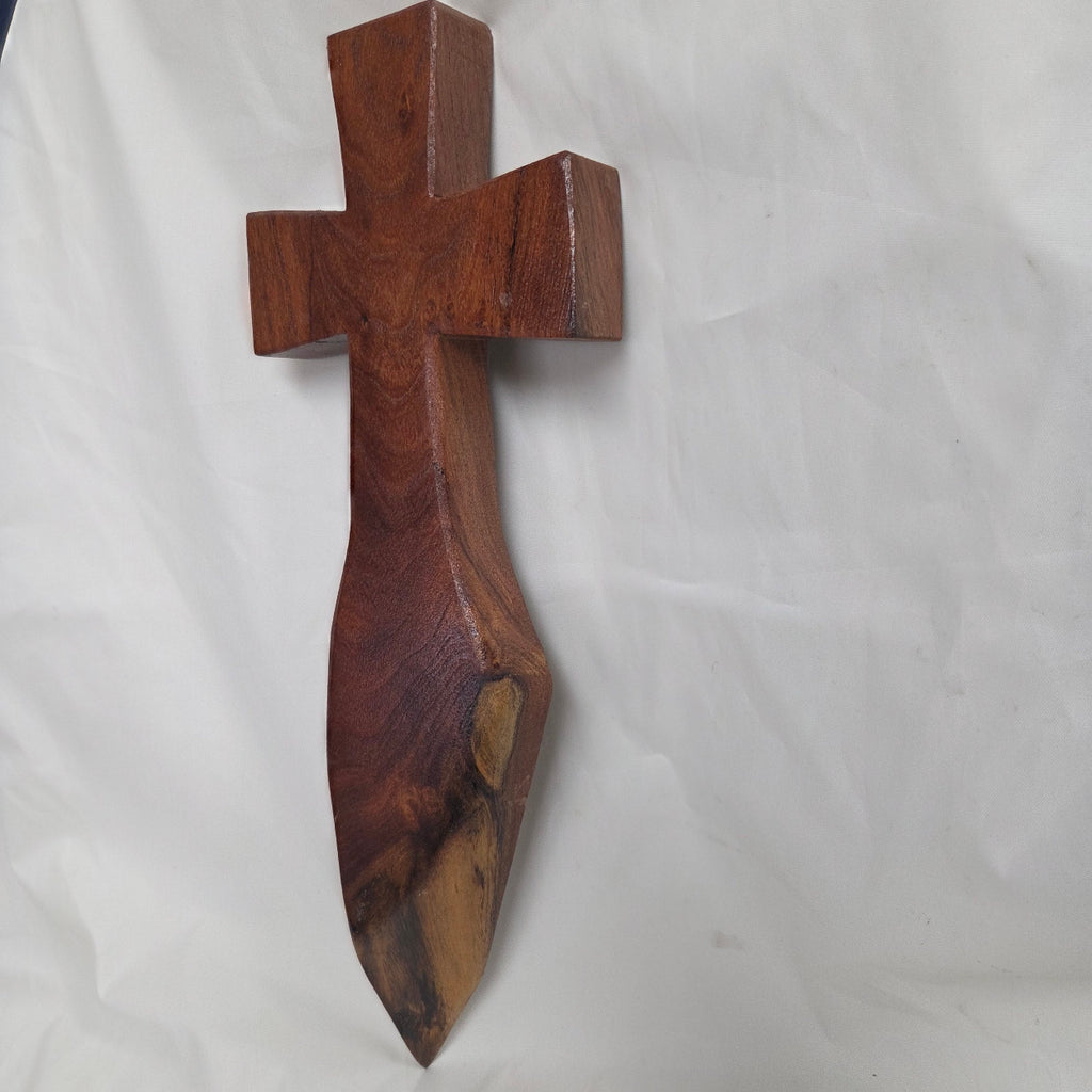 Mesquite Cross with natural colors, hanging cross wall art