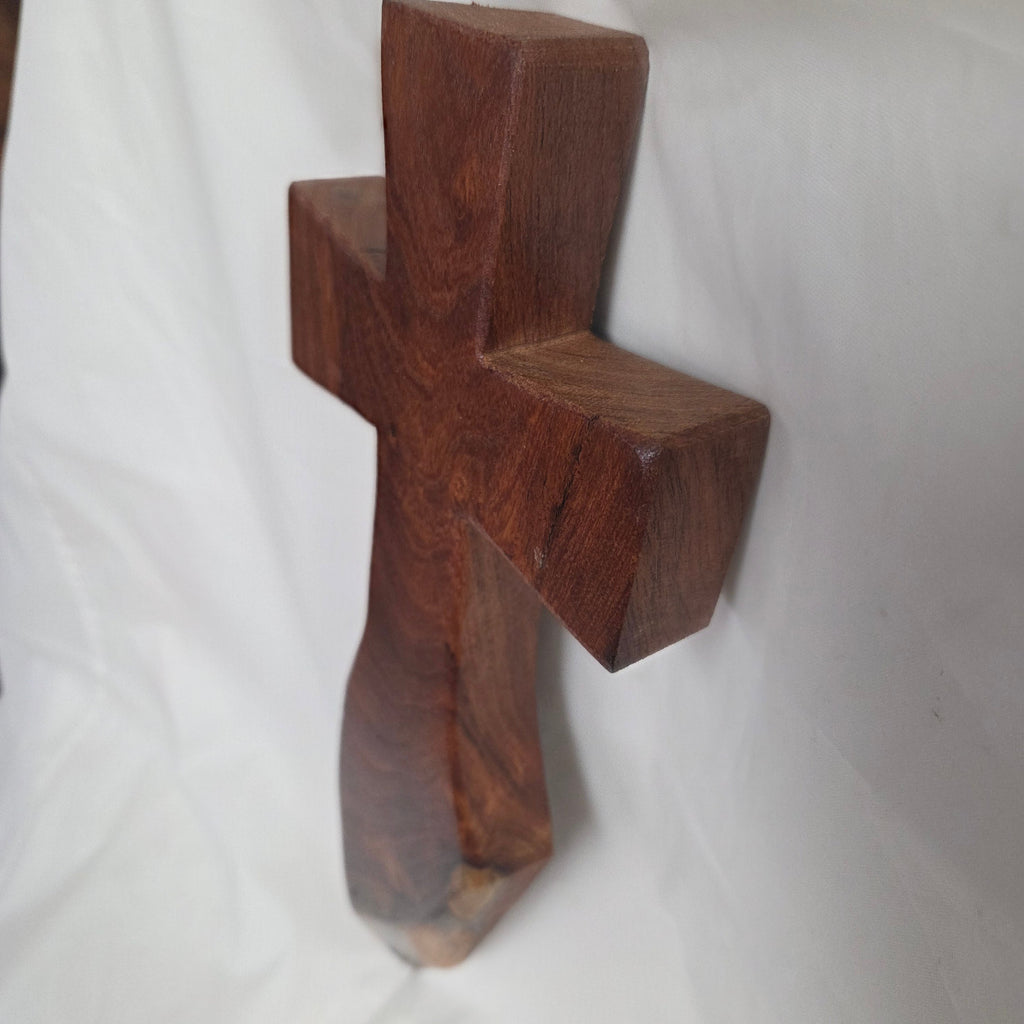 Mesquite Cross with natural colors, hanging cross wall art