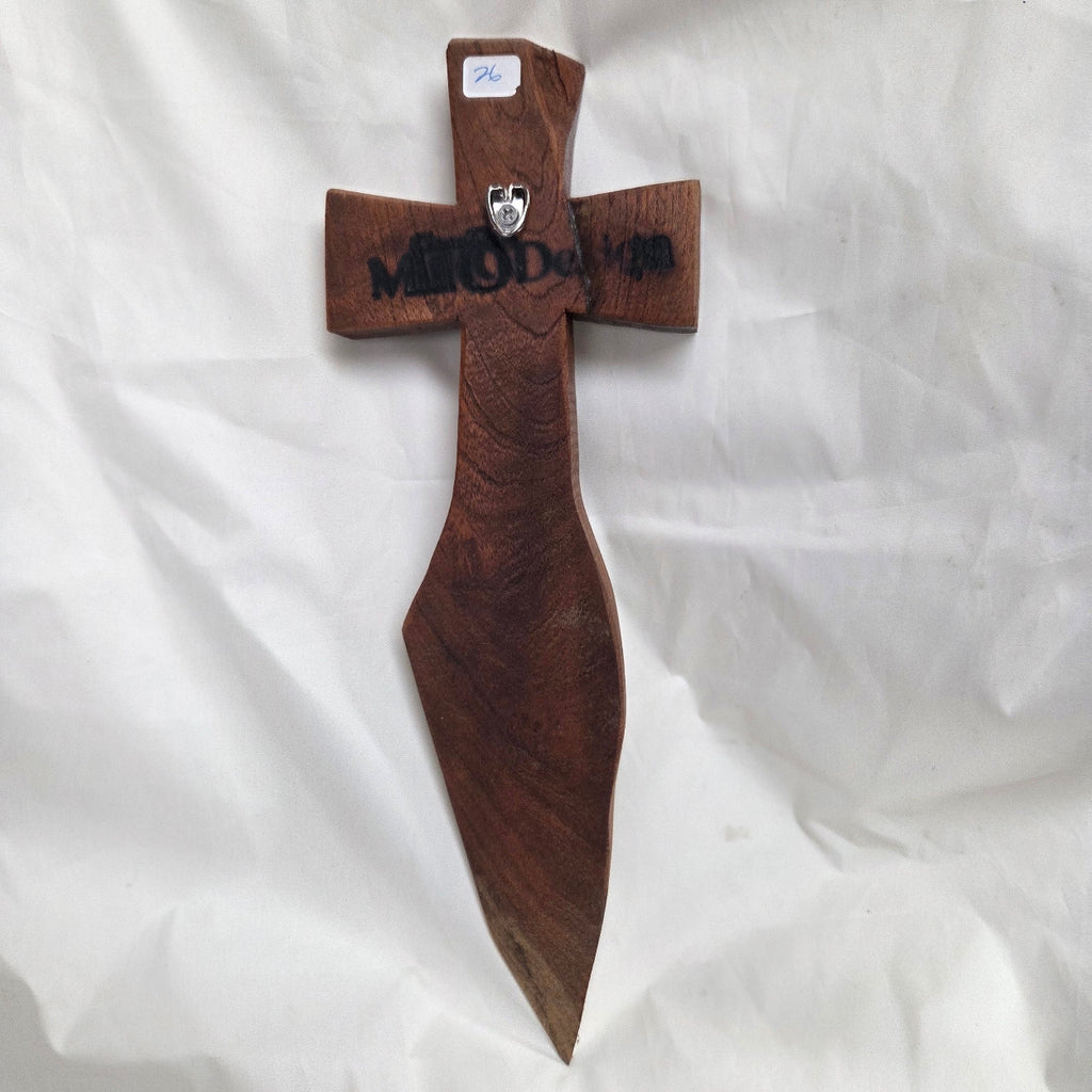 Mesquite Cross with natural colors, hanging cross wall art