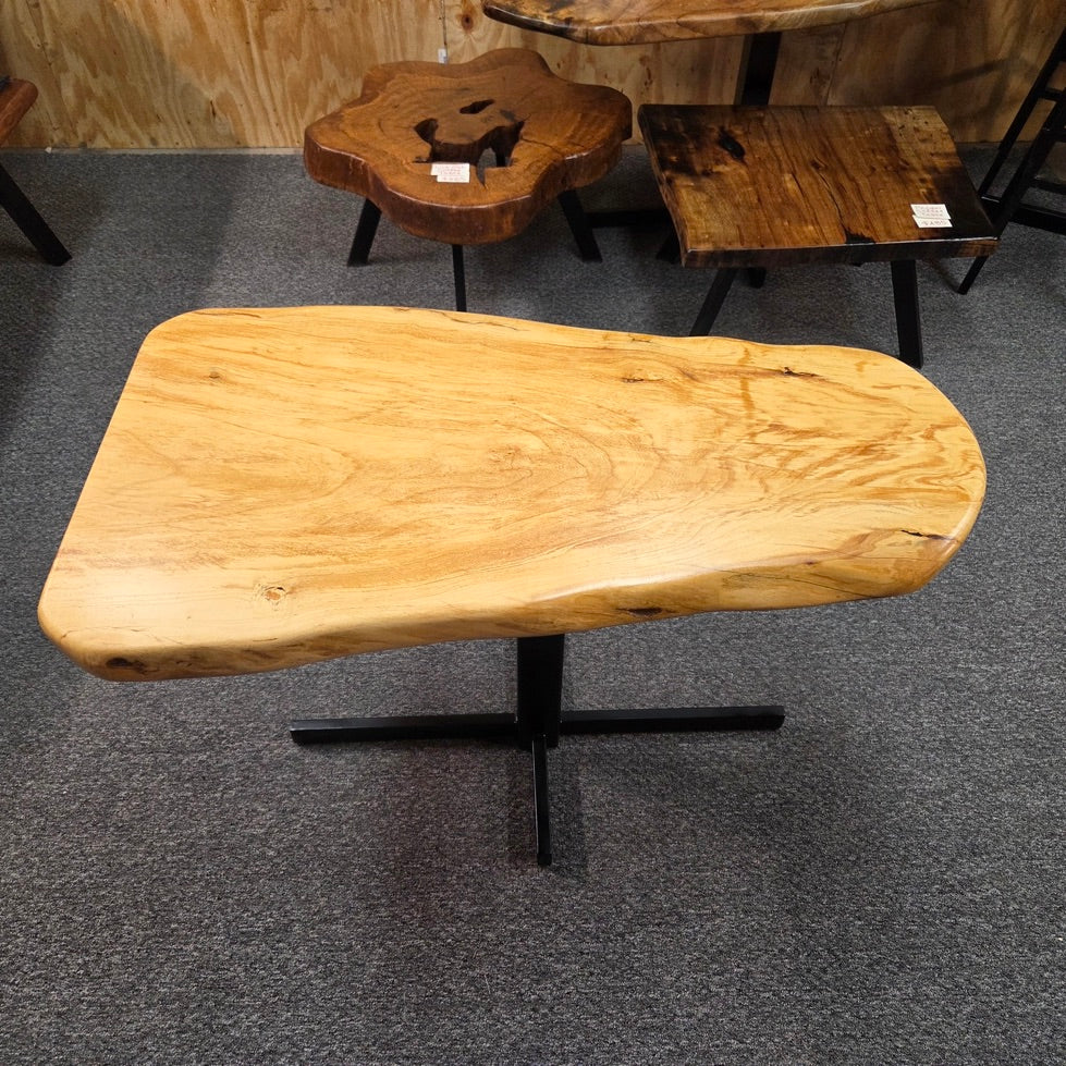 Ash Breakfast table on black metal pedestal leg