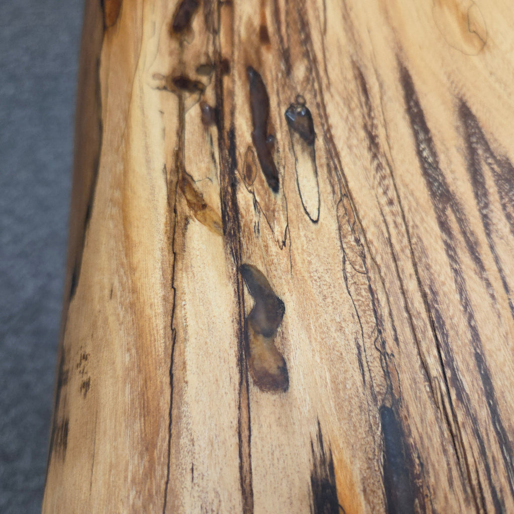 Elm Coffee table with live edges on black metal tube legs system