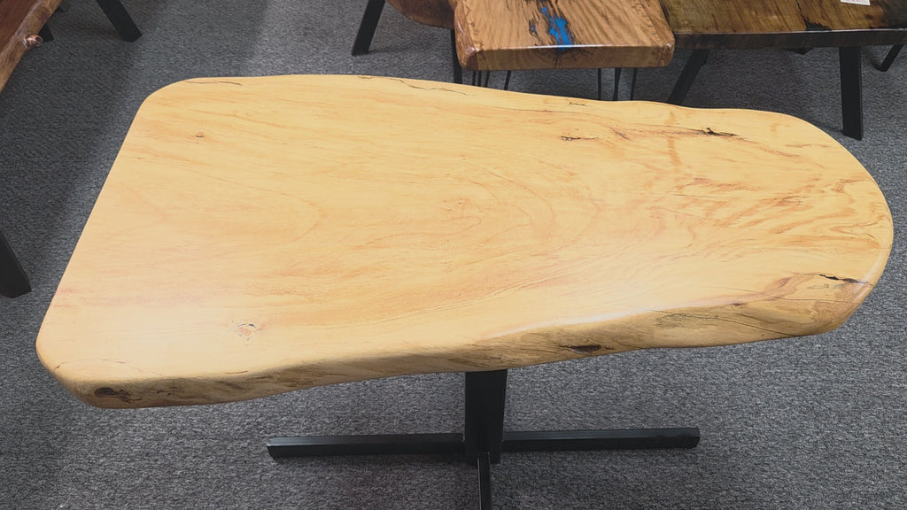 Ash Breakfast table on black metal pedestal leg