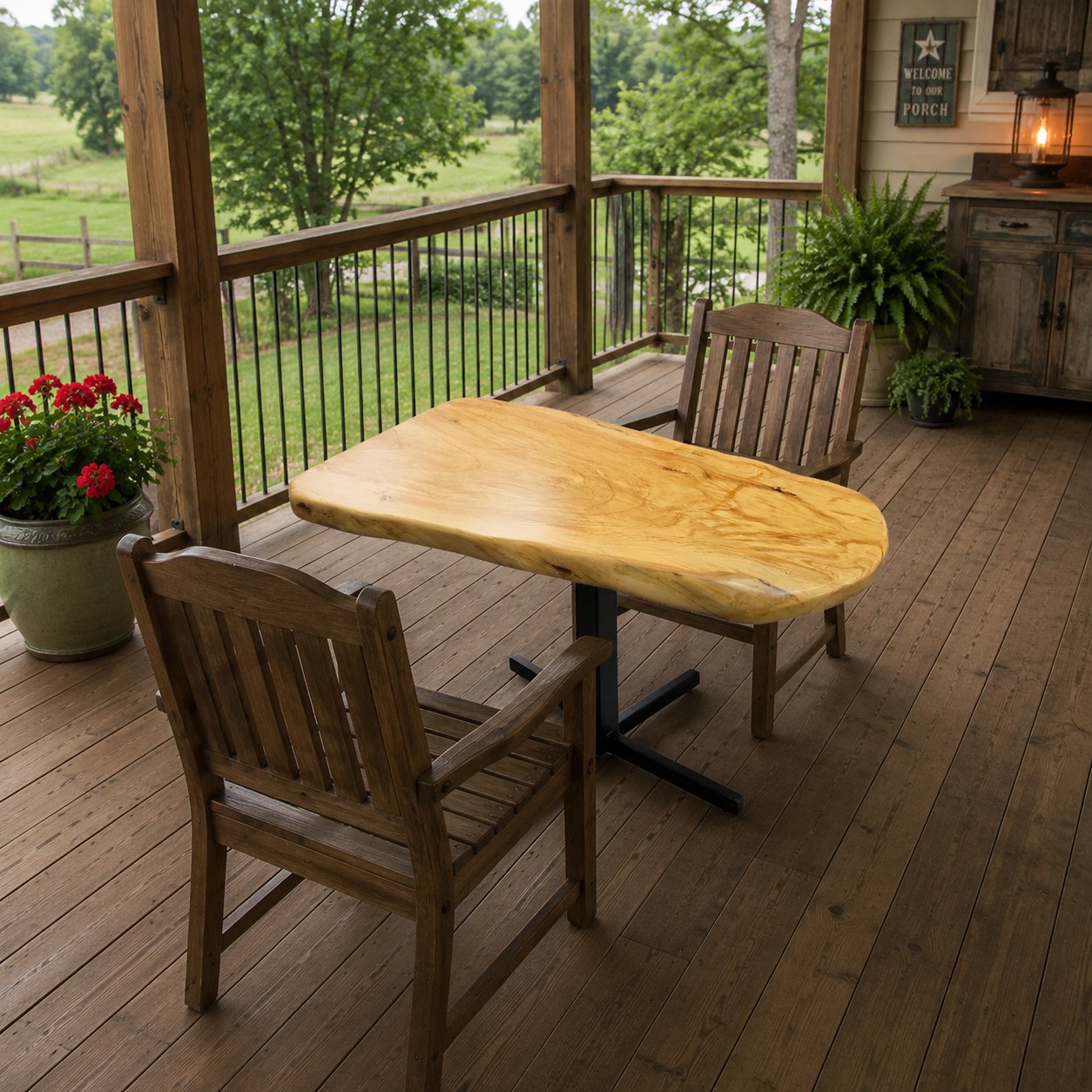 "Iris" Live Edge Ash Breakfast & Patio Table